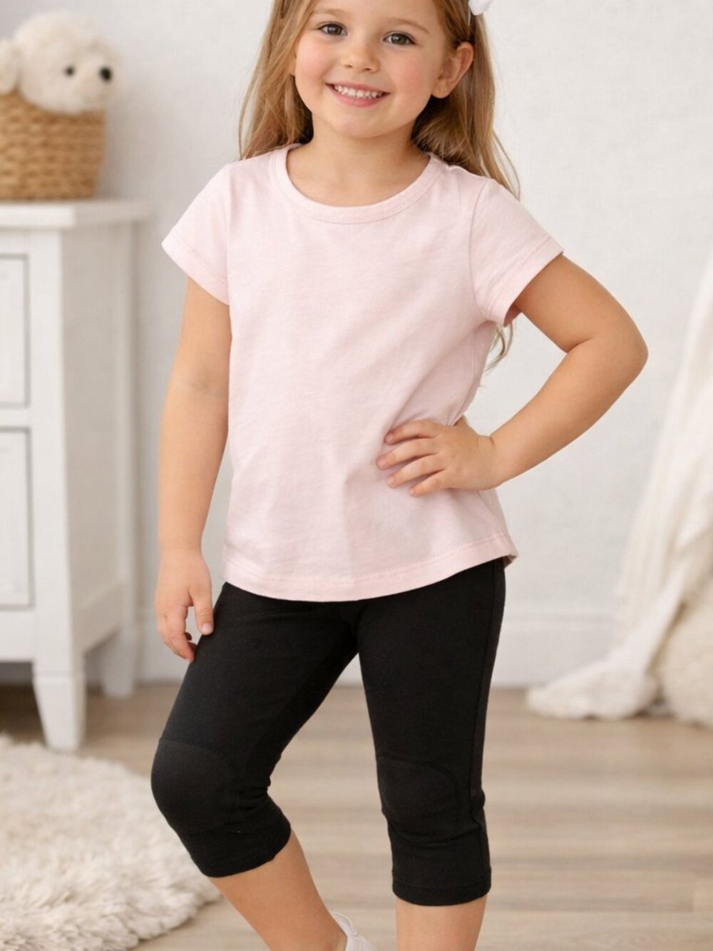 Cat & Jack Little Girl Durable‑Knee Capri Leggings – Size S (6/6X) –Tough Cotton
